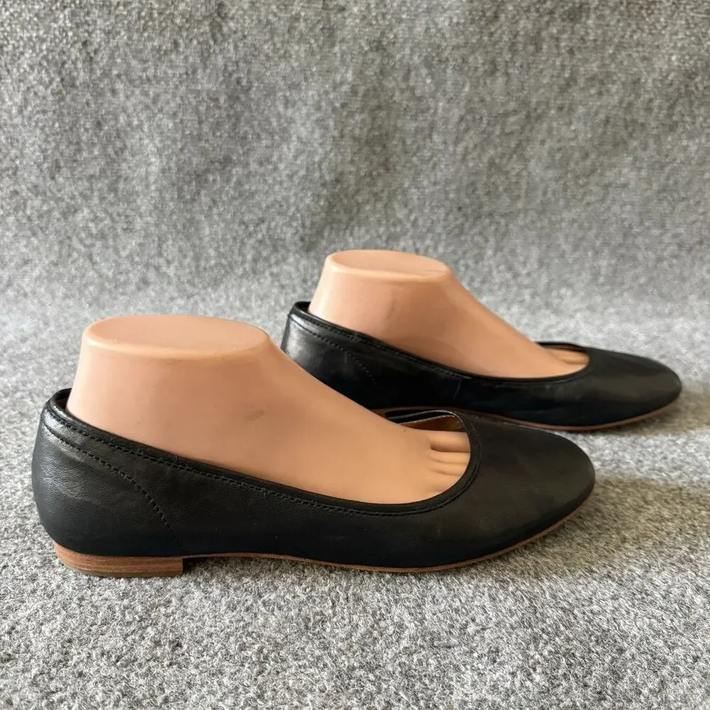 Frye Black Leather Slip-On Ballet Flat Round Toe Women's US 8.5 Comfort - Picture 4 of 10